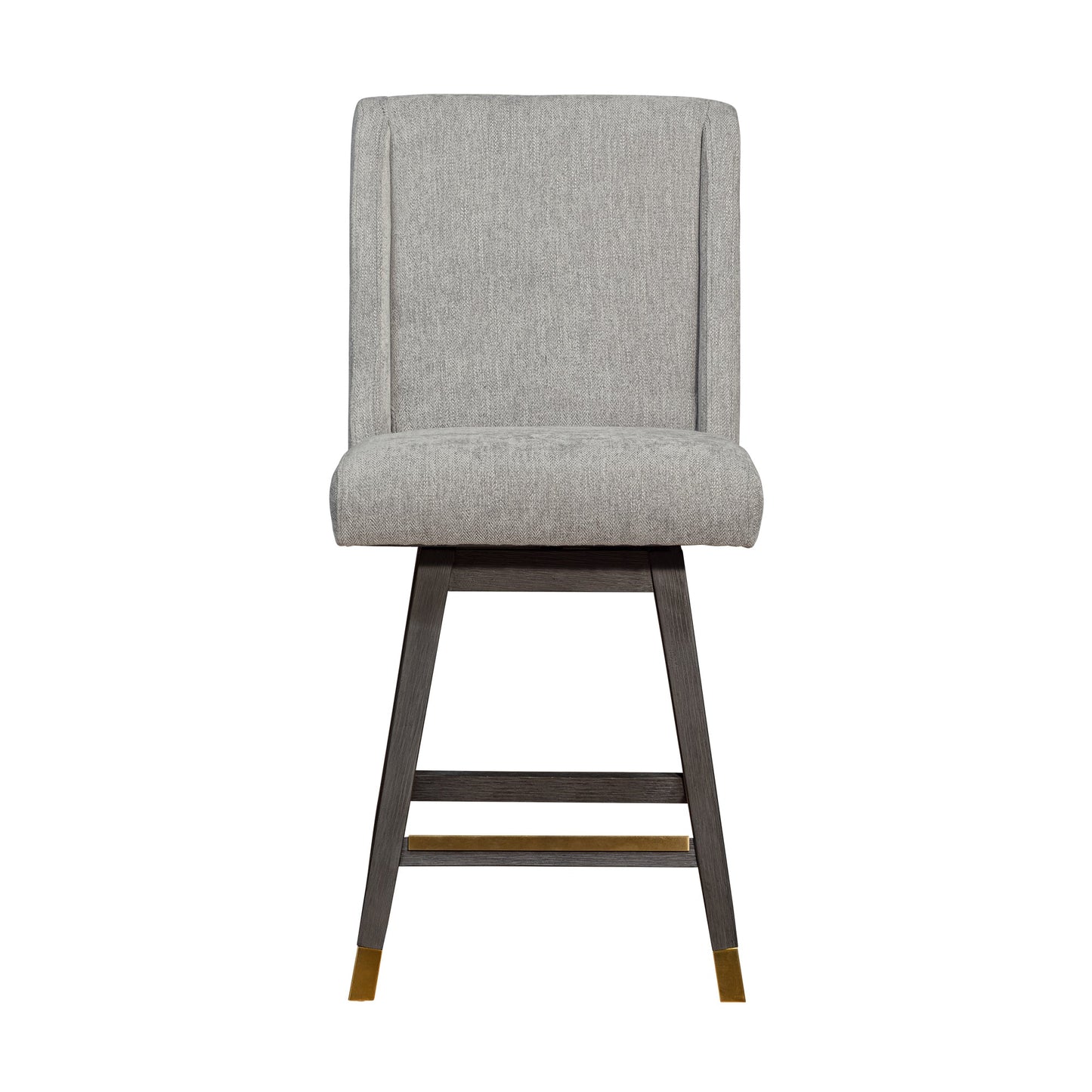 Stancoste Swivel Counter Stool in Gray Oak Wood Finish with Mocha Fabric