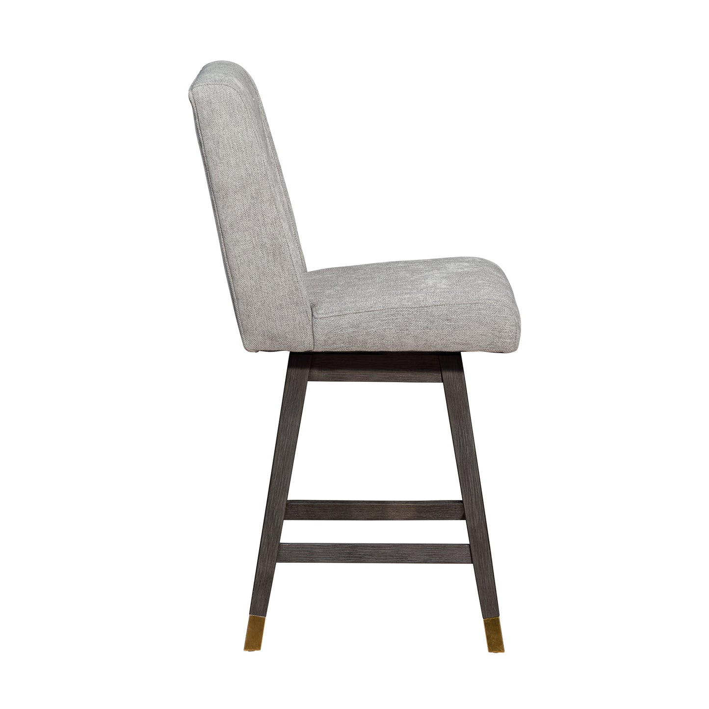 Stancoste Swivel Counter Stool in Gray Oak Wood Finish with Mocha Fabric