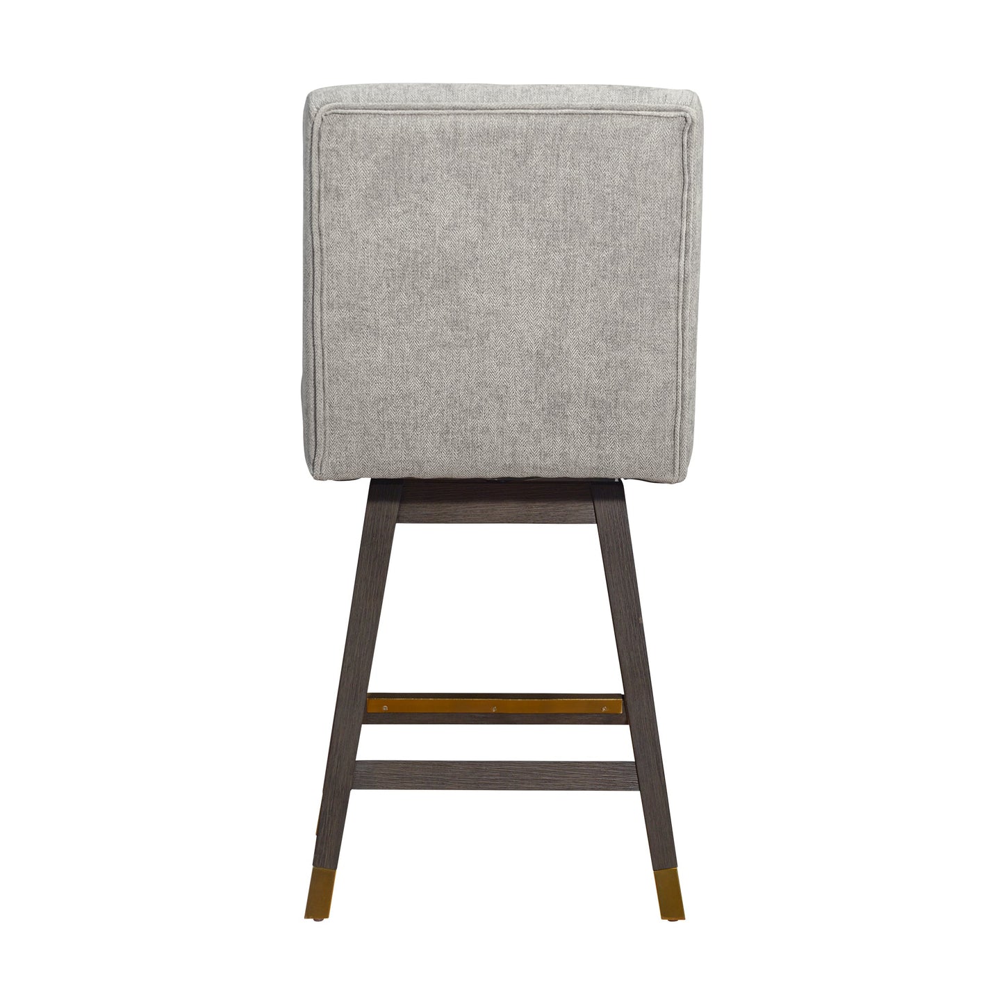 Stancoste Swivel Counter Stool in Gray Oak Wood Finish with Mocha Fabric