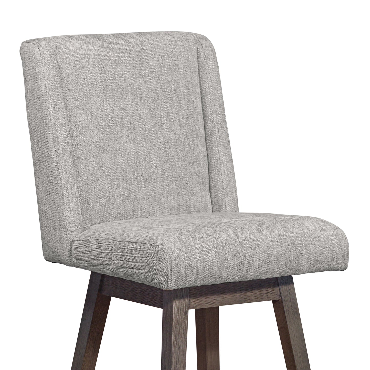 Stancoste Swivel Counter Stool in Gray Oak Wood Finish with Mocha Fabric