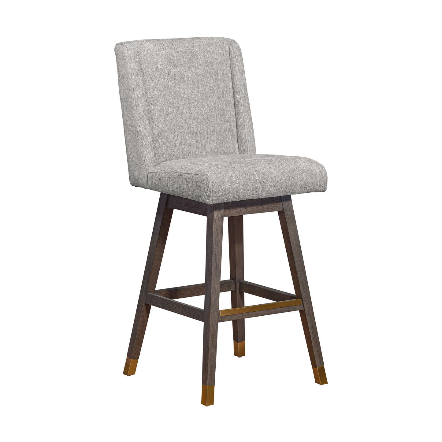 Stancoste Swivel Bar Stool in Gray Oak Wood Finish with Mocha Fabric