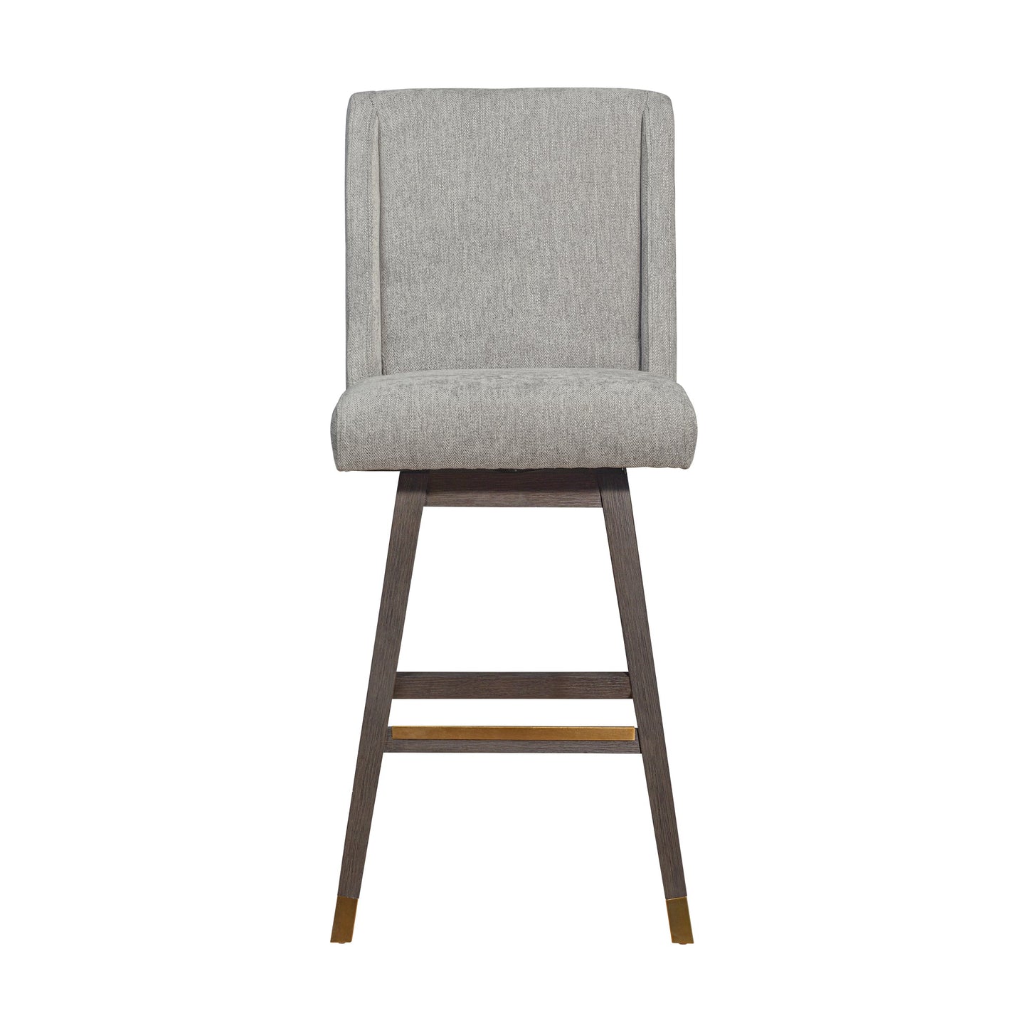 Stancoste Swivel Bar Stool in Gray Oak Wood Finish with Mocha Fabric