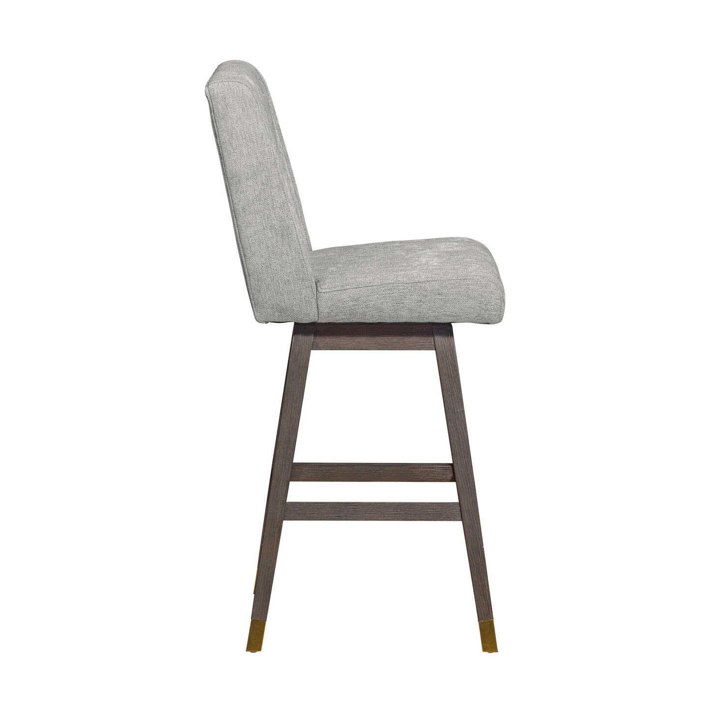 Stancoste Swivel Bar Stool in Gray Oak Wood Finish with Mocha Fabric