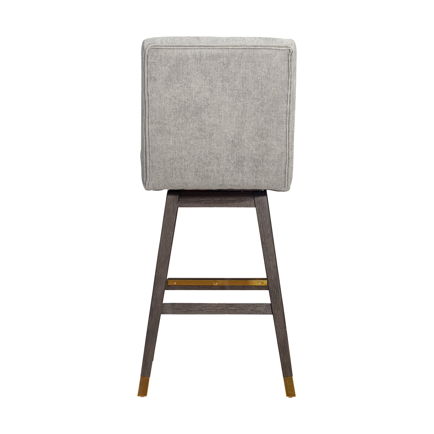 Stancoste Swivel Bar Stool in Gray Oak Wood Finish with Mocha Fabric