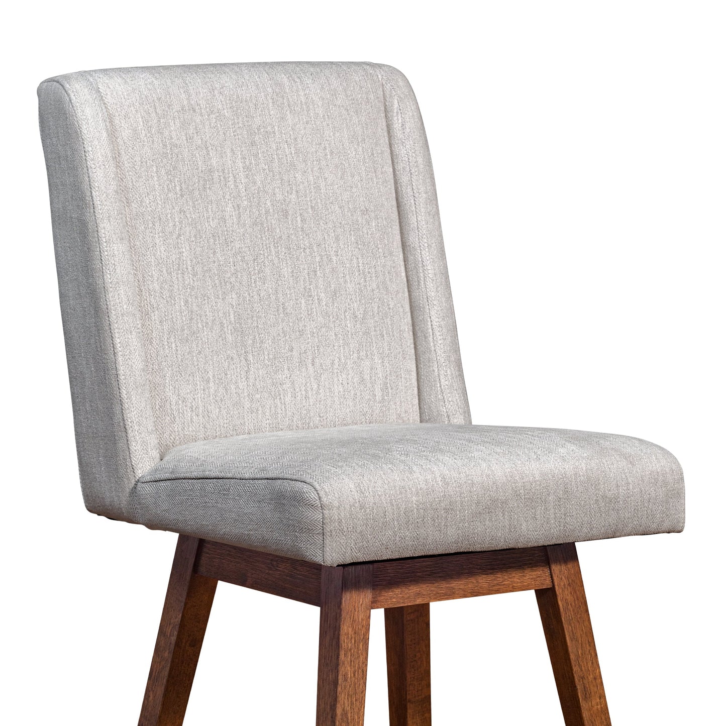 Stancoste Swivel Counter Stool in Brown Oak Wood Finish with Beige Fabric