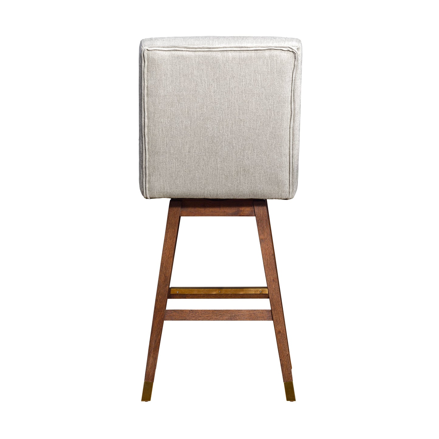 Stancoste Swivel Bar Stool in Brown Oak Wood Finish with Beige Fabric