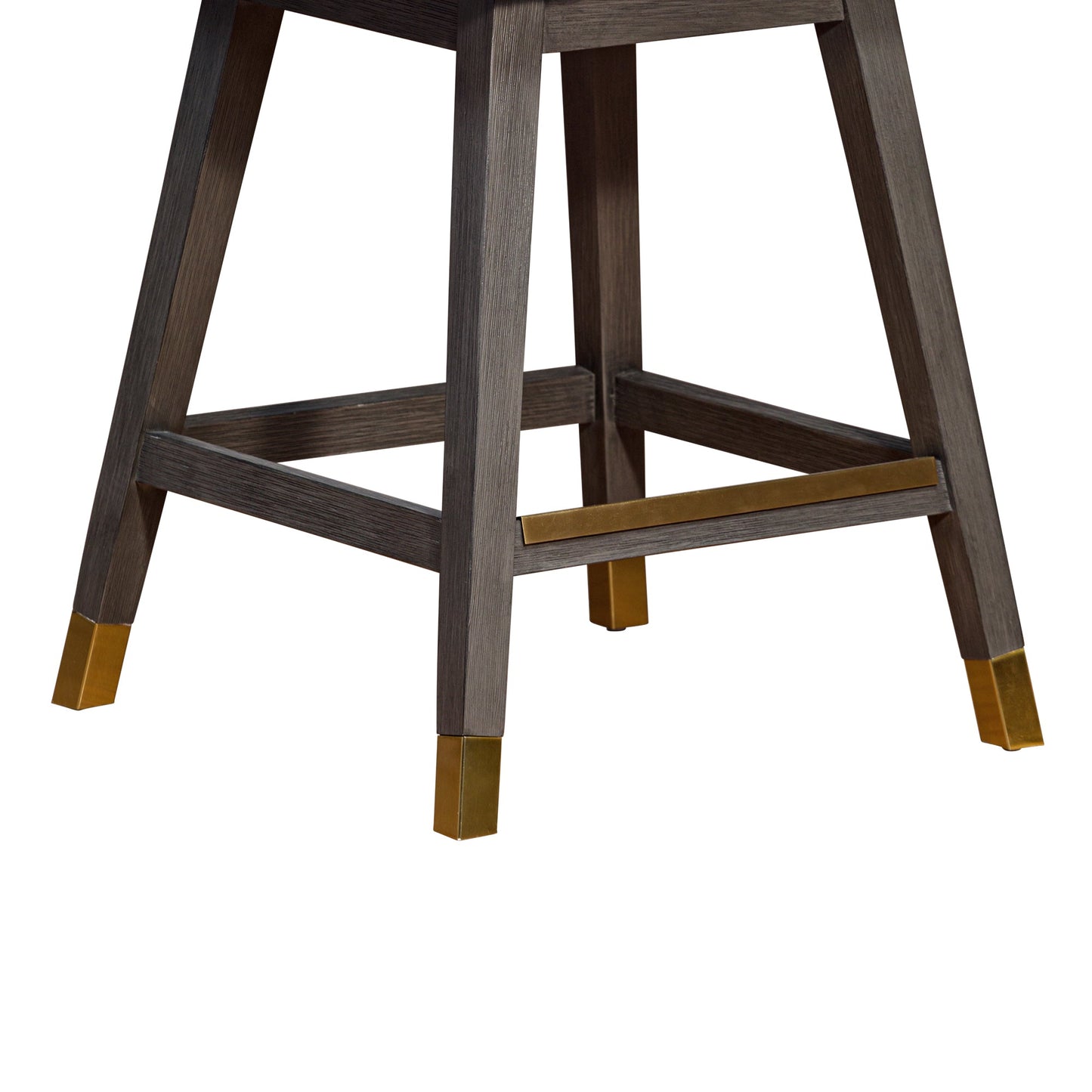 Basila Swivel Counter Stool in Gray Oak Wood Finish with Pearl Fabric