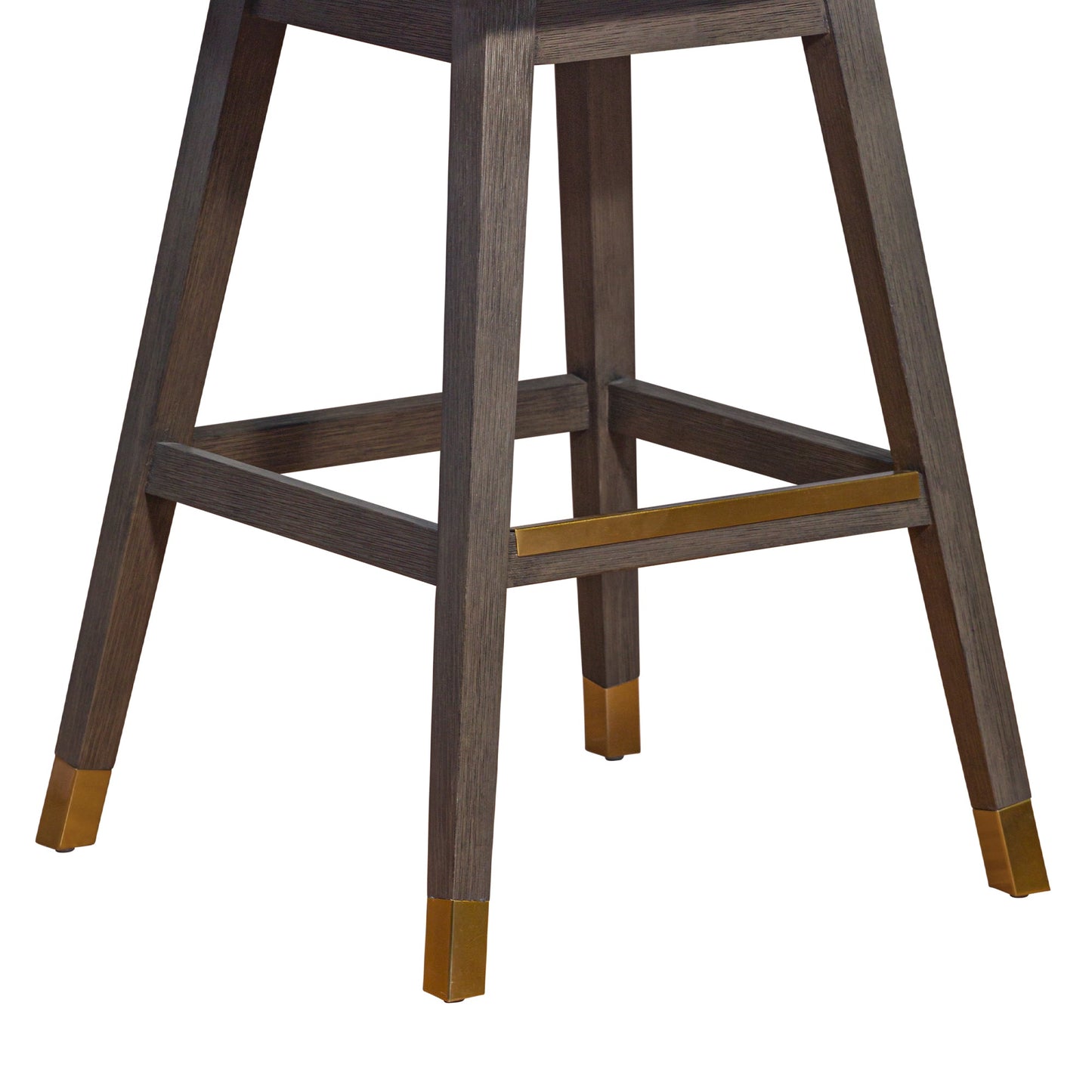 Basila Swivel Bar Stool in Gray Oak Wood Finish with Pearl Fabric