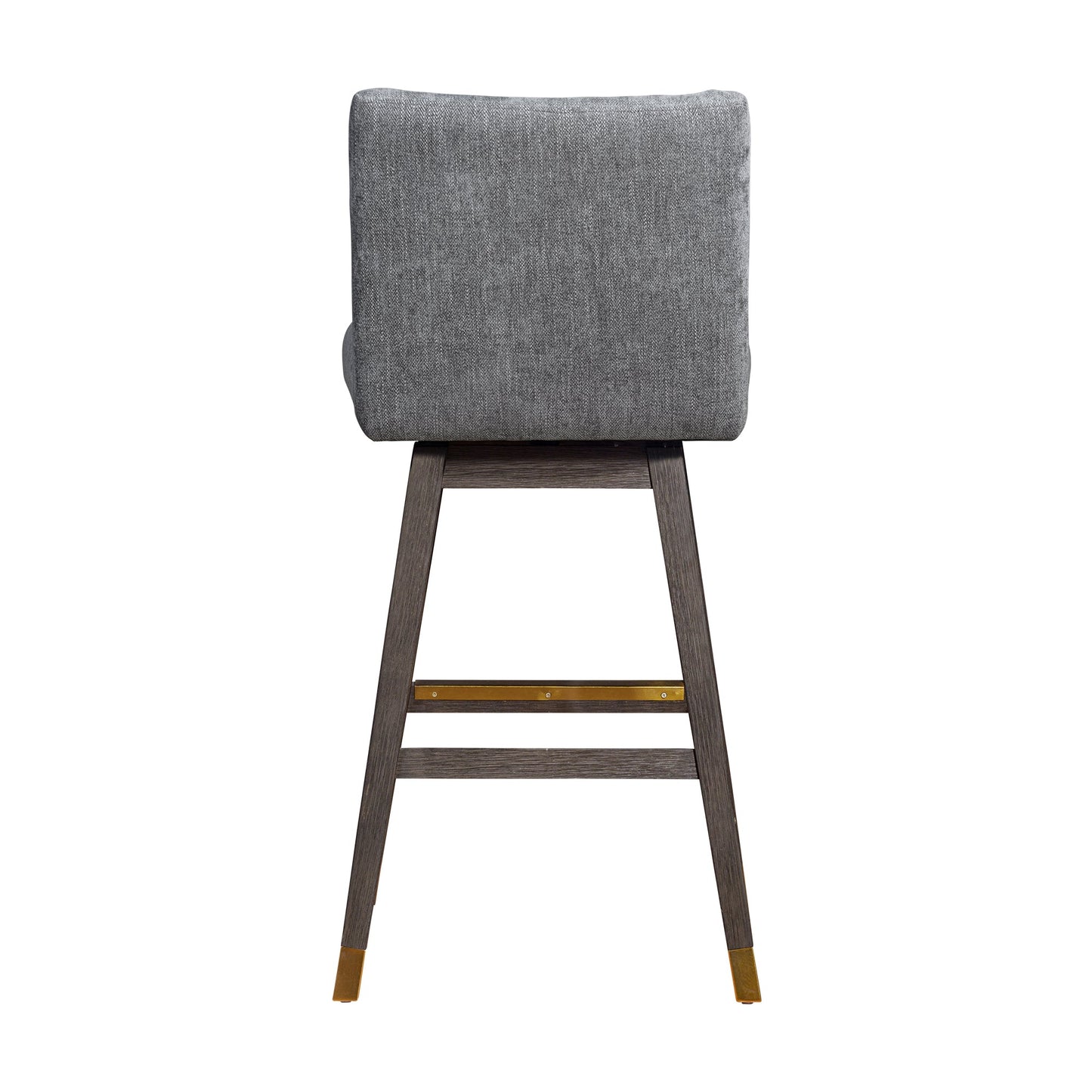 Basila Swivel Bar Stool in Gray Oak Wood Finish with Gray Fabric