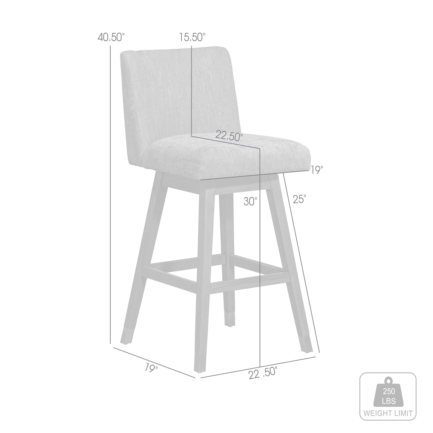 Basila Swivel Bar Stool in Gray Oak Wood Finish with Gray Fabric