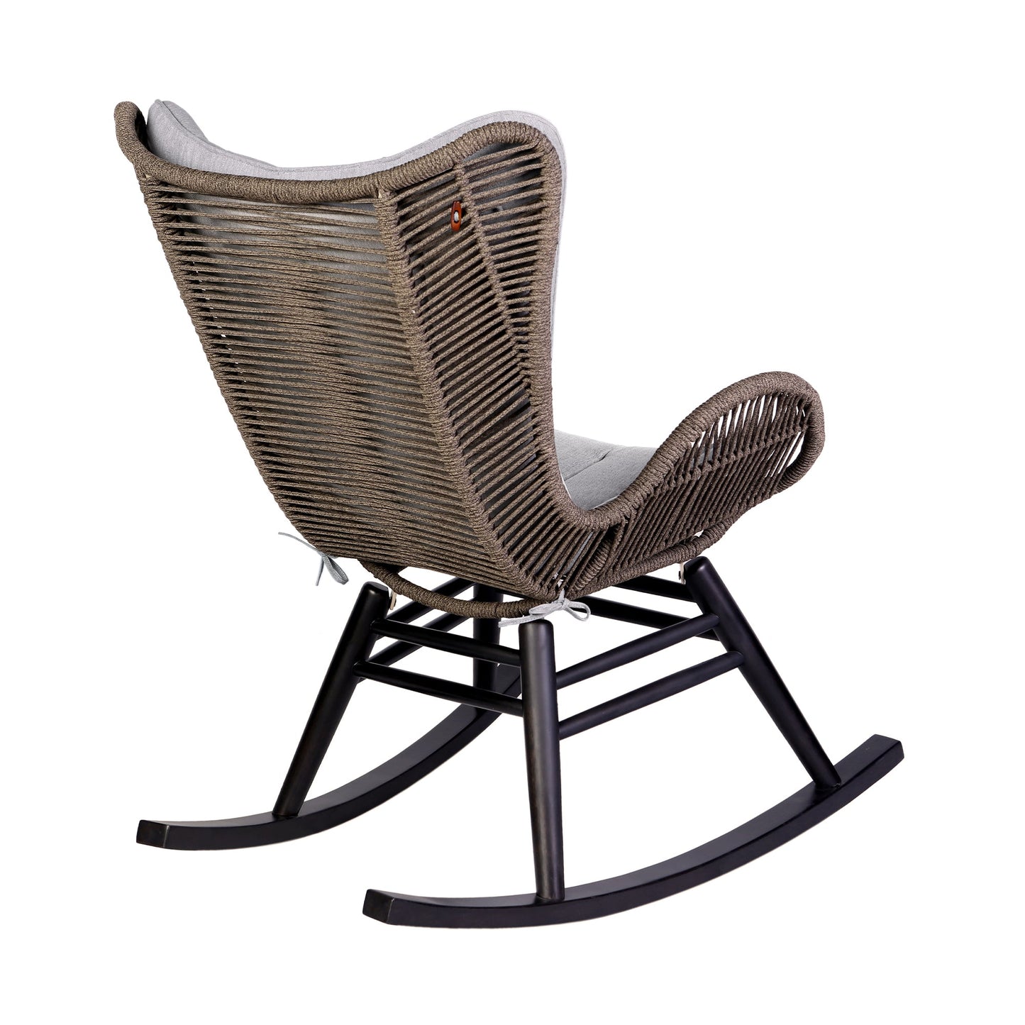 Fanny Outdoor Patio Rocking chair in Dark Eucalyptus Wood and Truffle Rope