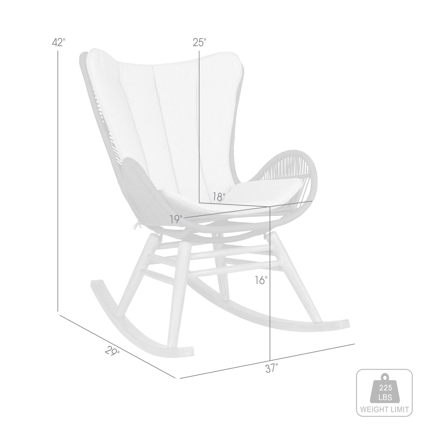 Fanny Outdoor Patio Rocking chair in Dark Eucalyptus Wood and Truffle Rope