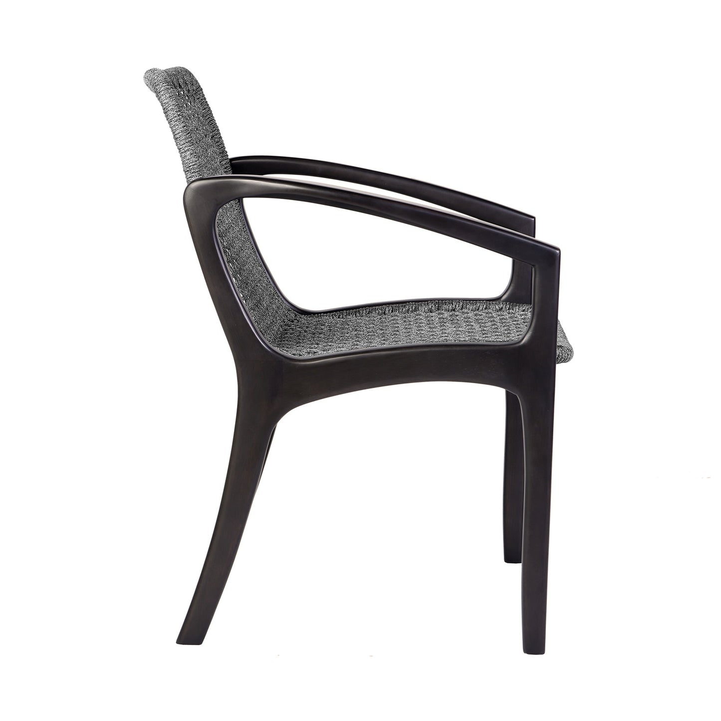 Brighton Outdoor Patio Dining Chair in Dark Eucalyptus Wood and Gray Rope