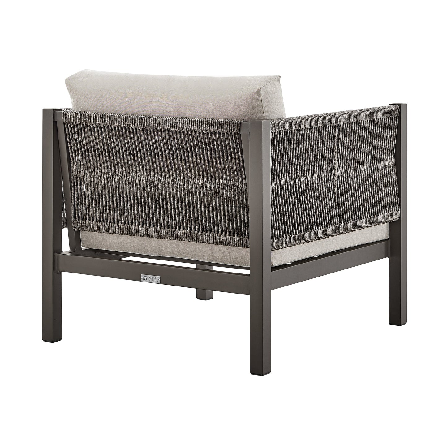 Cuffay 4 Piece Outdoor Patio Furniture Set in Brown Aluminum and Rope with Cushions