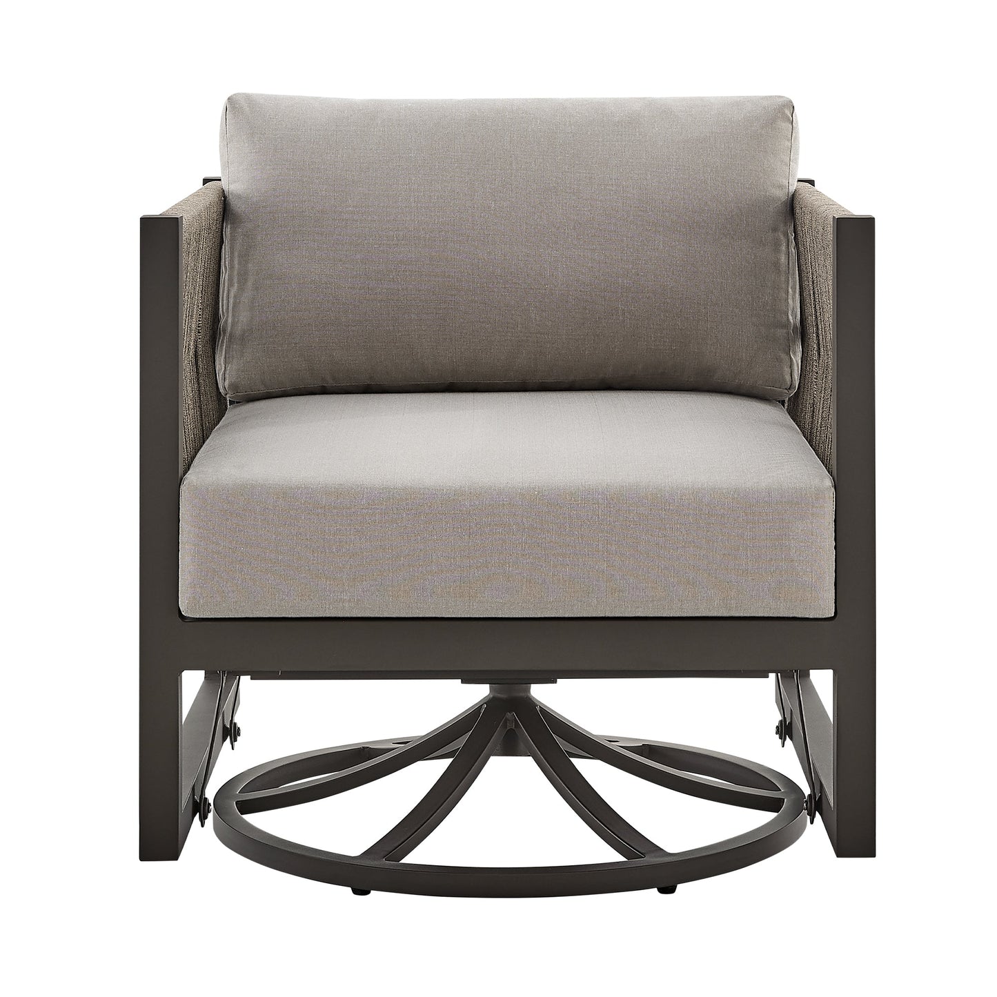 Cuffay Outdoor Patio Swivel Glider Lounge Chair in Dark Brown Aluminum with Cushions