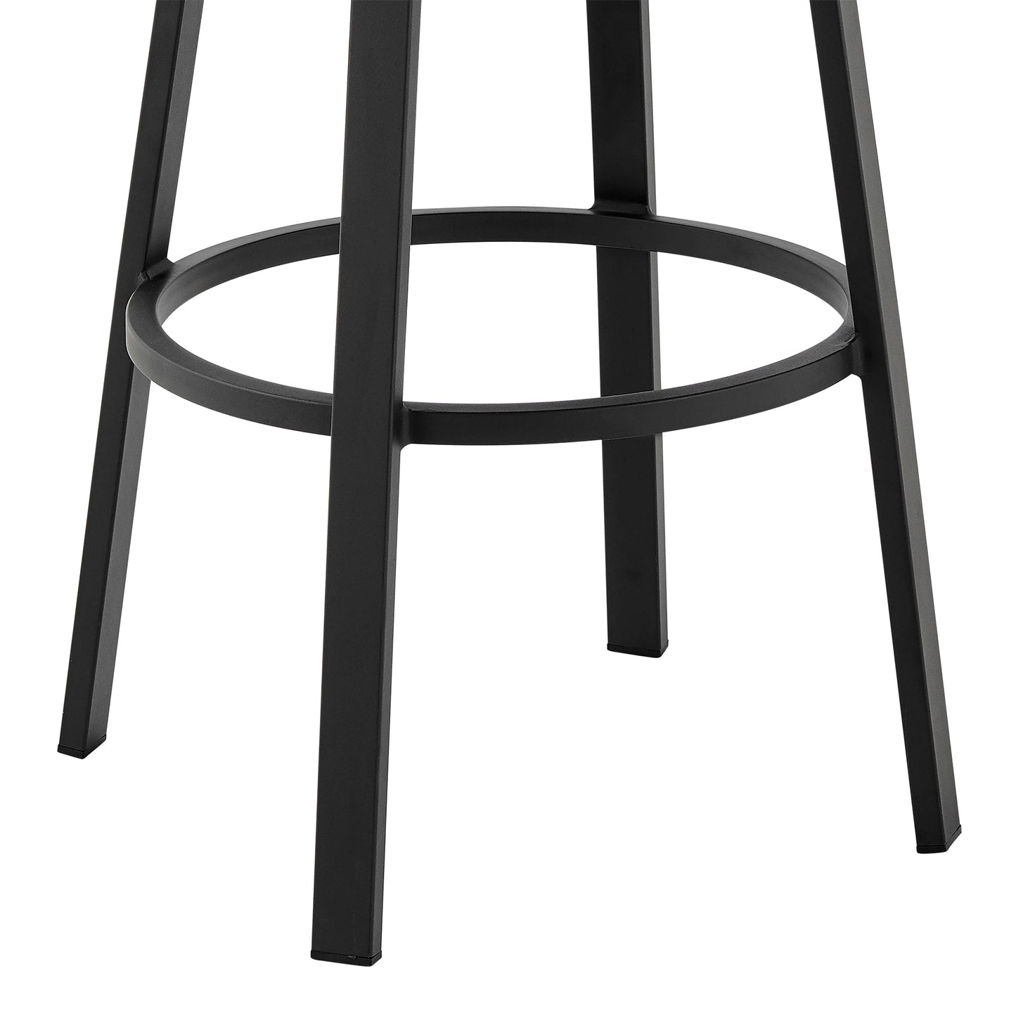 Don 30" Outdoor Patio Swivel Bar Stool in Black Aluminum with Gray Cushions