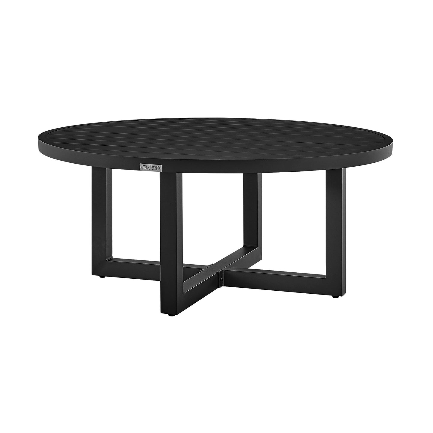 Argiope Outdoor Patio Round Coffee Table in Black Aluminum