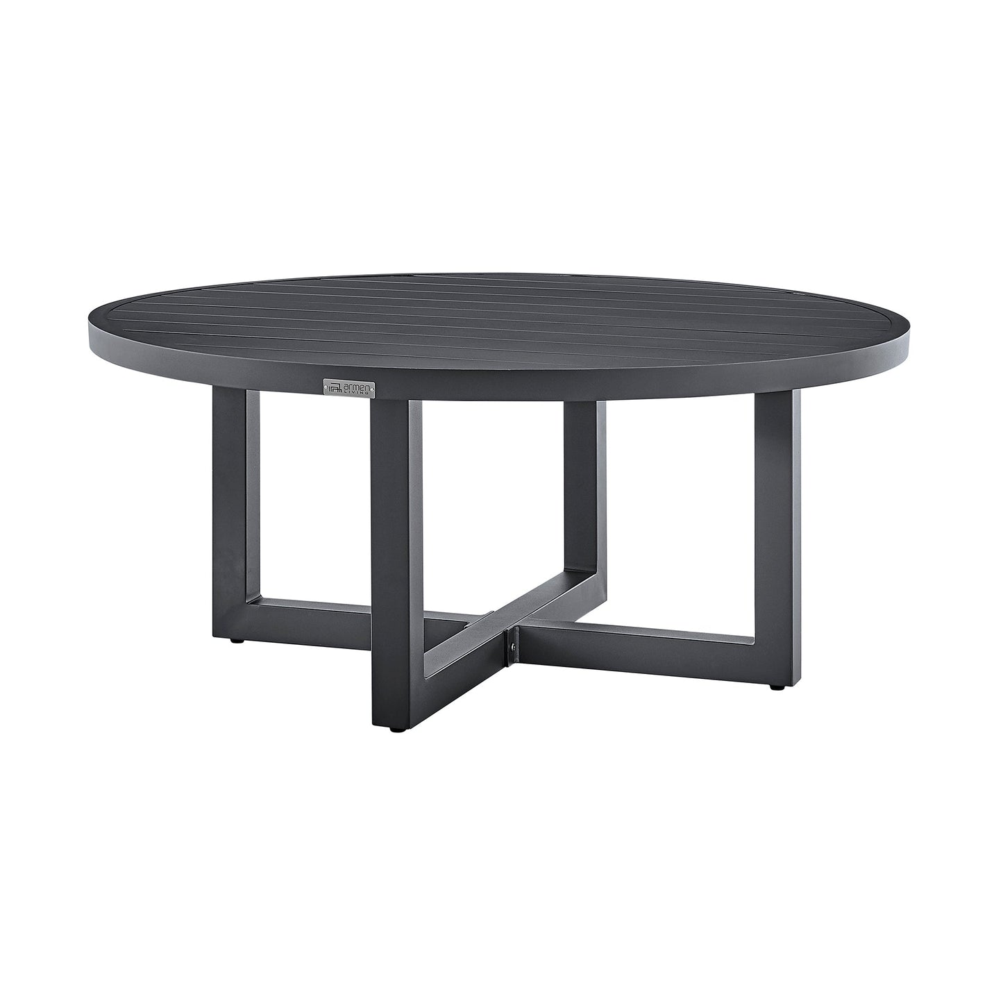 Argiope Outdoor Patio Round Coffee Table in Gray Aluminum