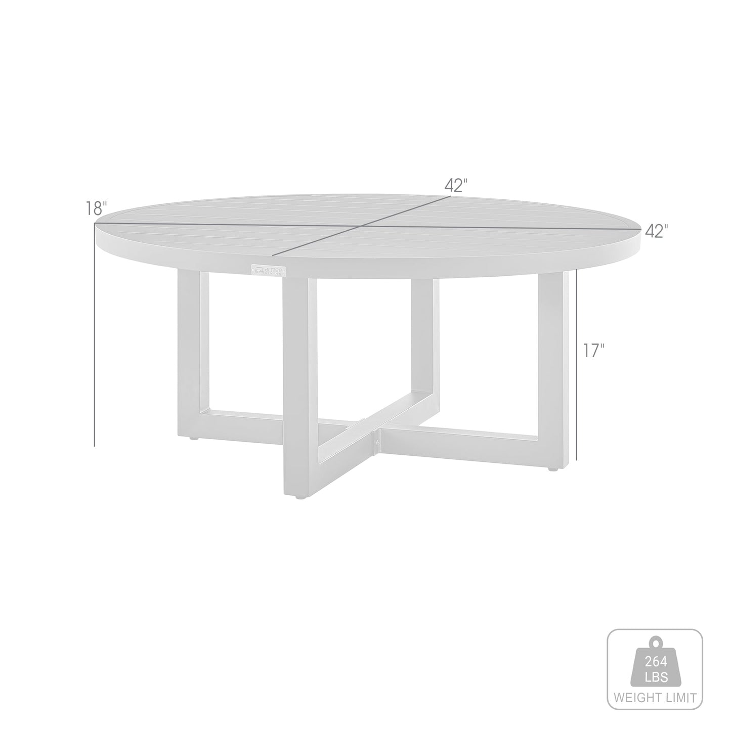 Argiope Outdoor Patio Round Coffee Table in Gray Aluminum