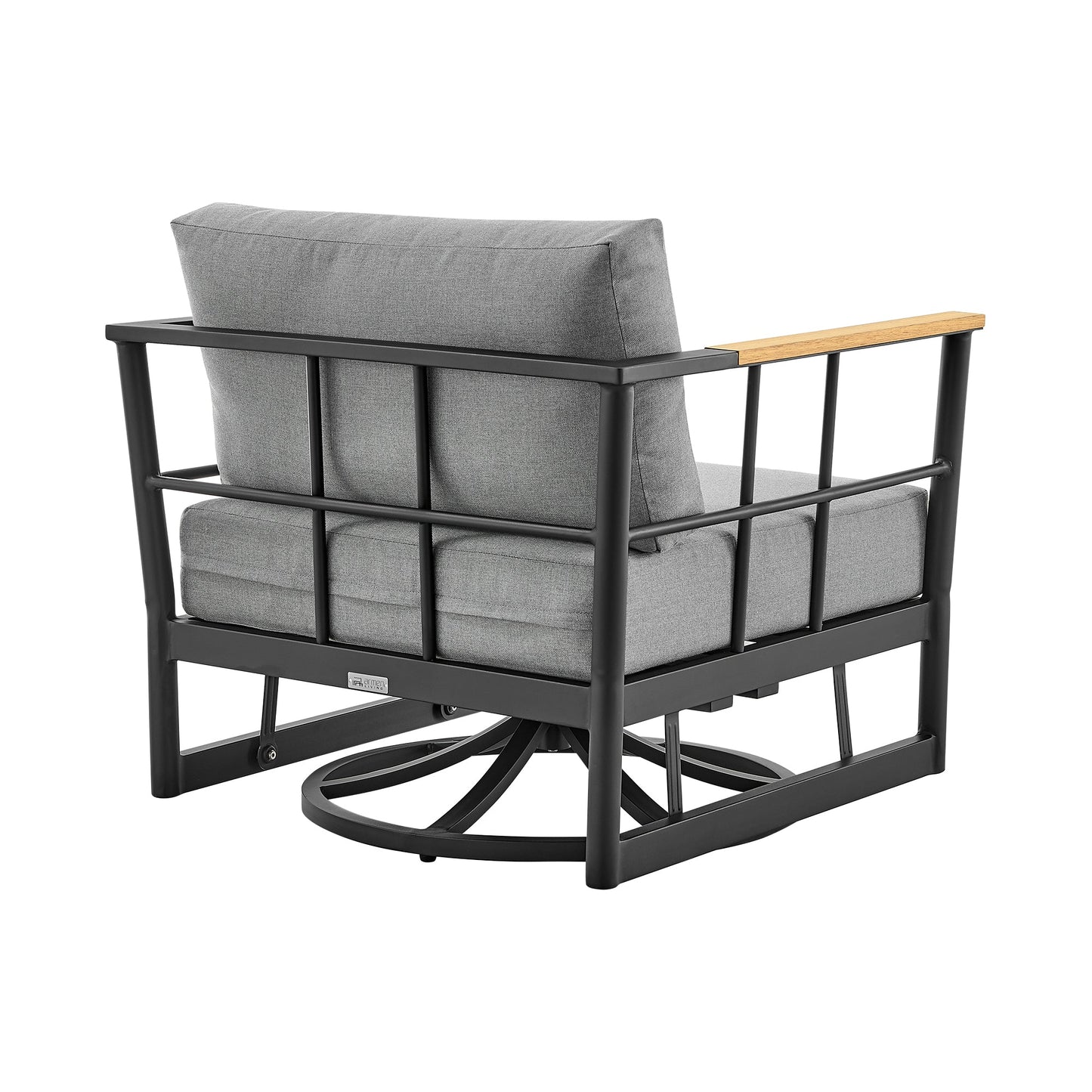 Shari and Tiffany 3 Piece Patio Outdoor Swivel Seating Set in Black Aluminum with Gray Cushions