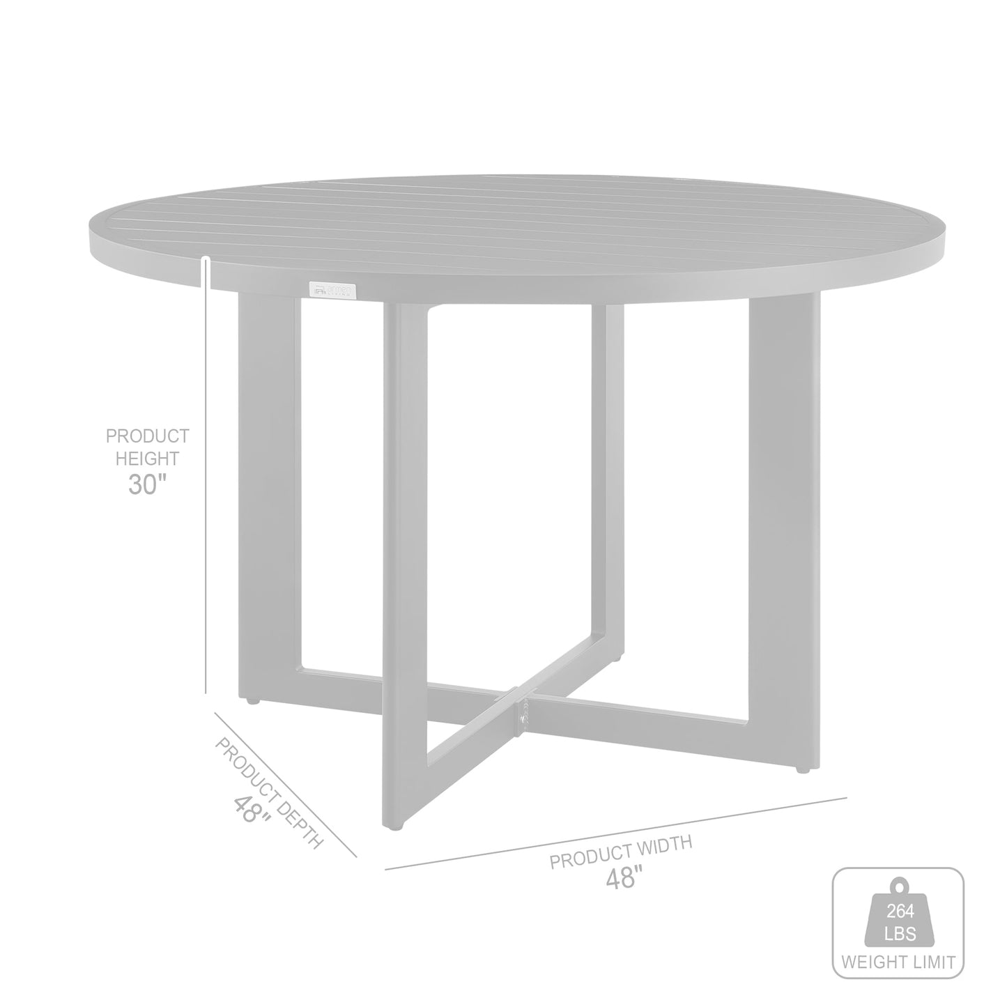 Grand Outdoor Patio Round Dining Table in Aluminum