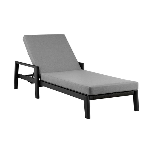 Grand Outdoor Patio Adjustable Chaise Lounge Chair in Aluminum with Gray Cushions