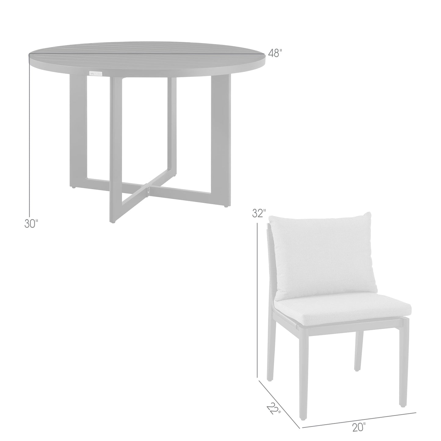 Grand Outdoor Patio 5-Piece Round Dining Table Set in Aluminum with Gray Cushions