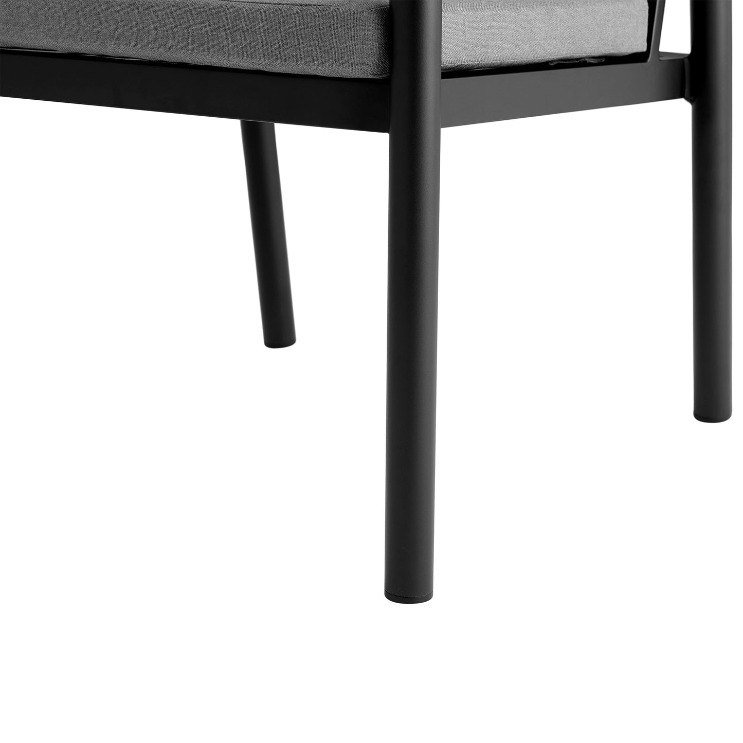 Royal Black Aluminum and Teak Outdoor Dining Chair with Dark Gray Fabric - Set of 2