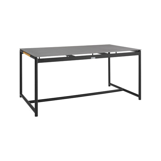 Royal Black Aluminum and Teak Outdoor Dining Table with Stone Top