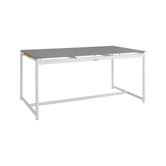 Royal White Aluminum and Teak Outdoor Dining Table with Stone Top