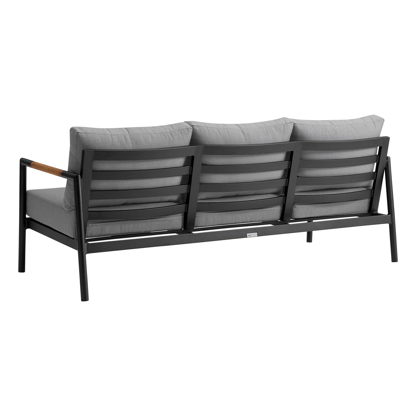 Royal 4 Piece Black Aluminum and Teak Outdoor Seating Set with Dark Gray Cushions