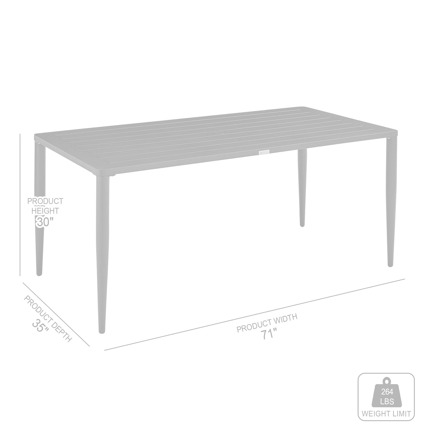 Beowulf Outdoor Patio Dining Table in Aluminum