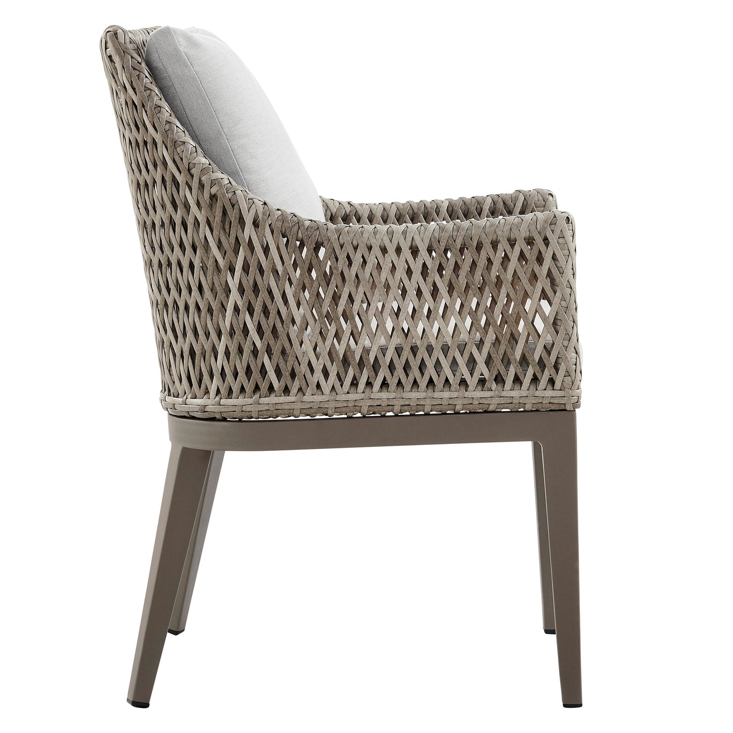 Silvana Outdoor Wicker and Aluminum Gray Dining Chair with Beige Cushions - Set of 2