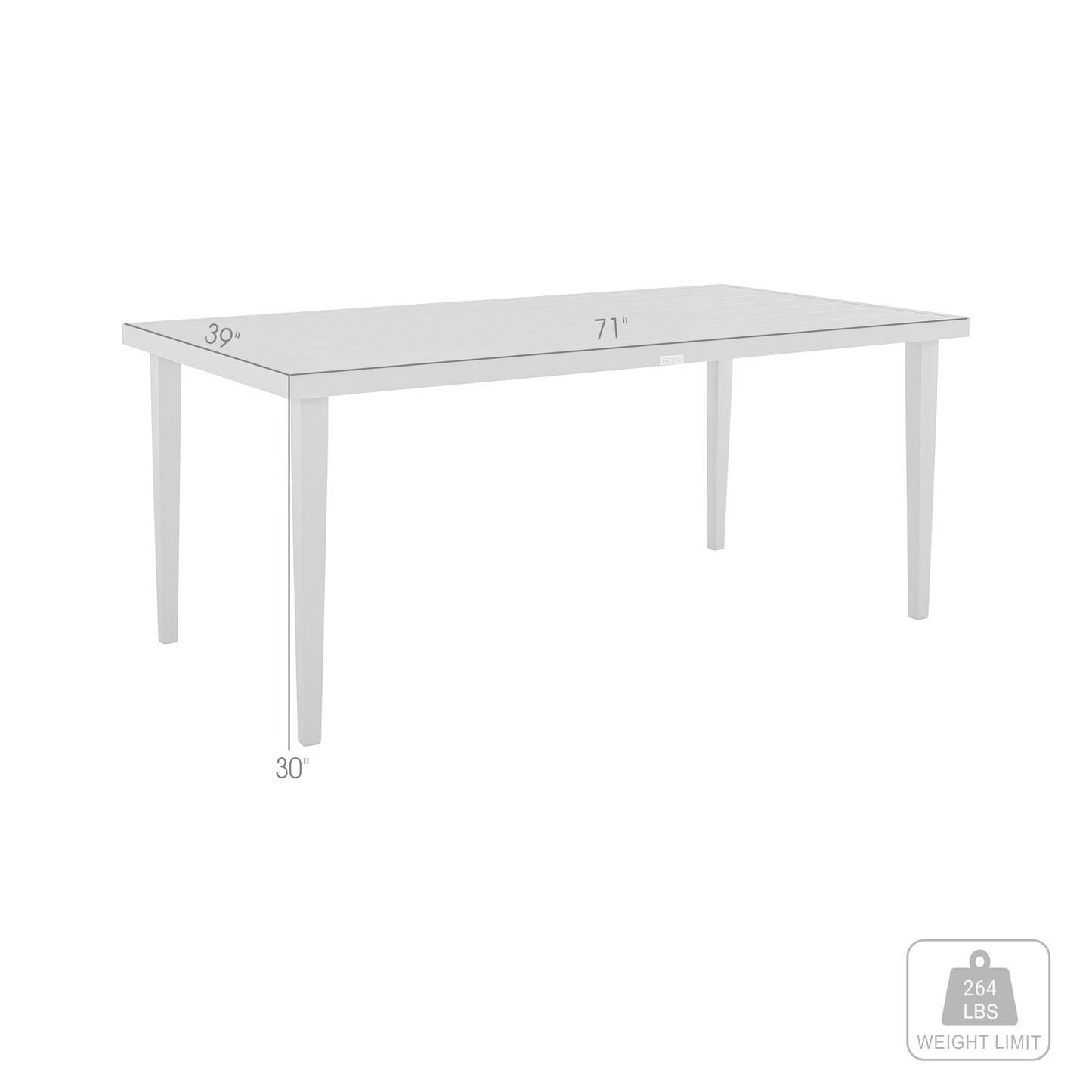 Silvana Outdoor Aluminum Gray Rectangle Dining Table