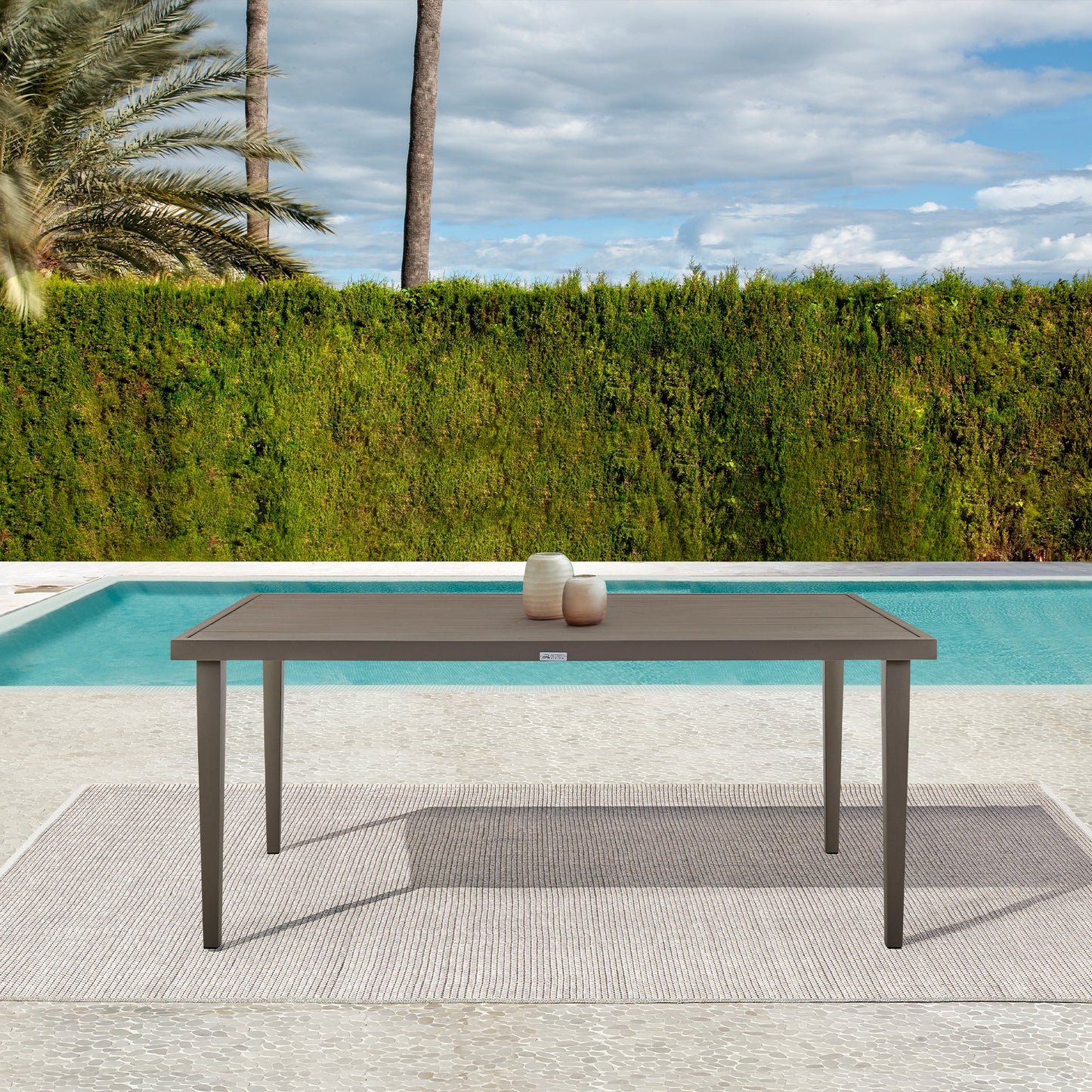 Silvana Outdoor Aluminum Gray Rectangle Dining Table