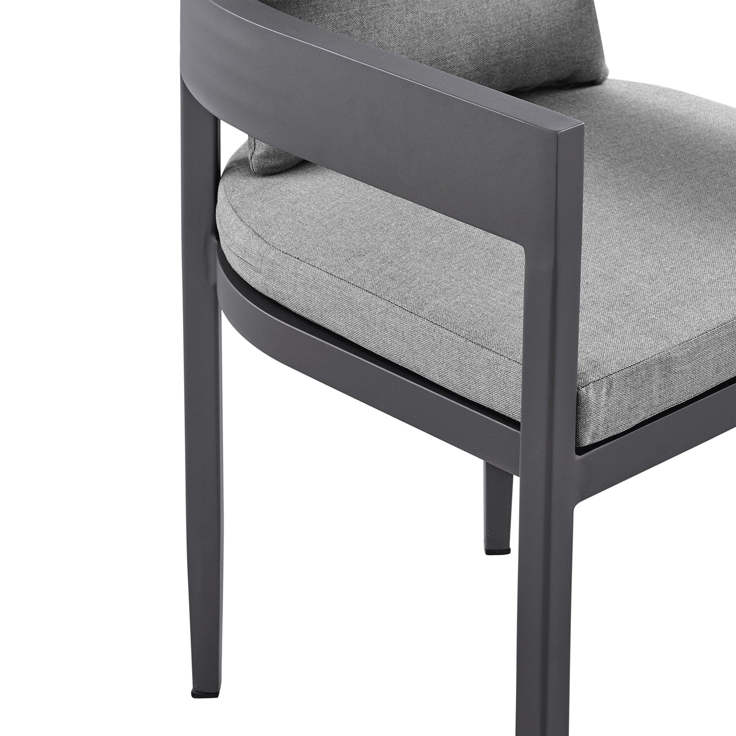 Argiope Outdoor Patio Dining Chairs in Aluminum with Gray Cushions - Set of 2