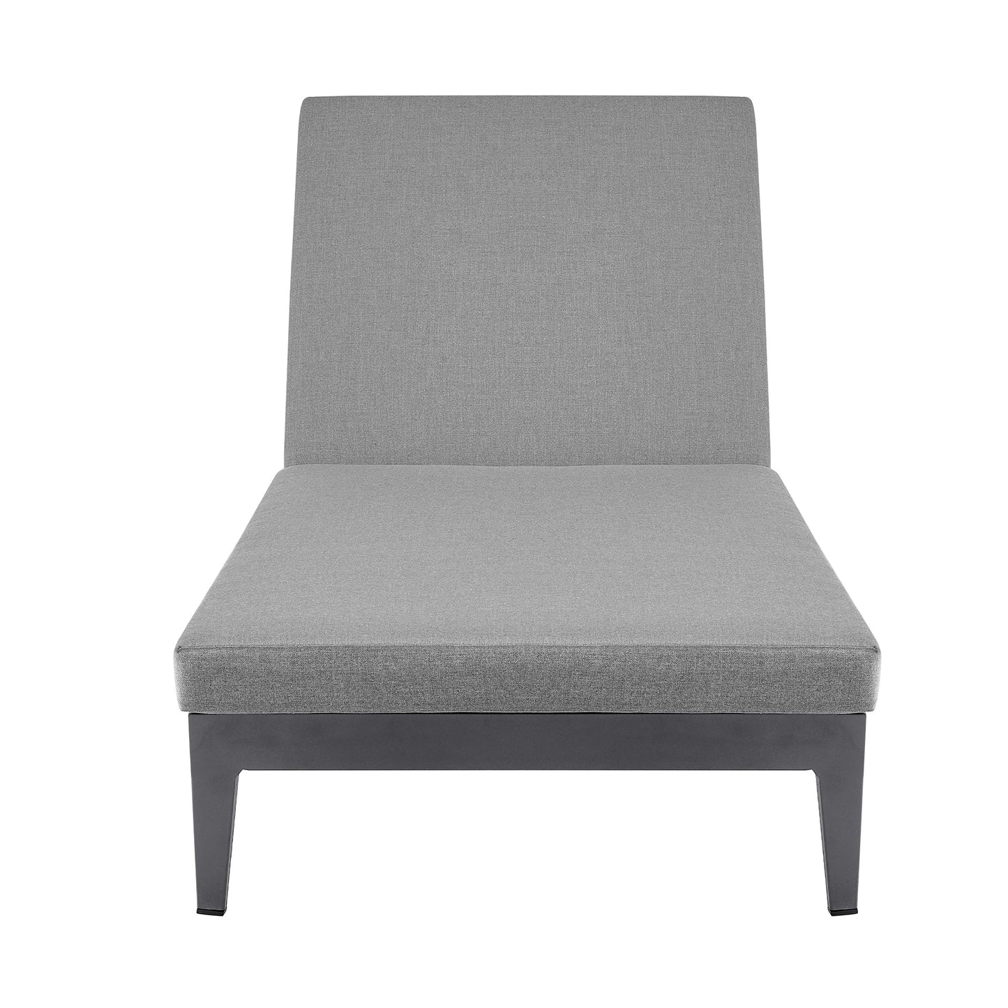 Argiope Outdoor Patio Adjustable Chaise Lounge Chair in Aluminum with Gray Cushions