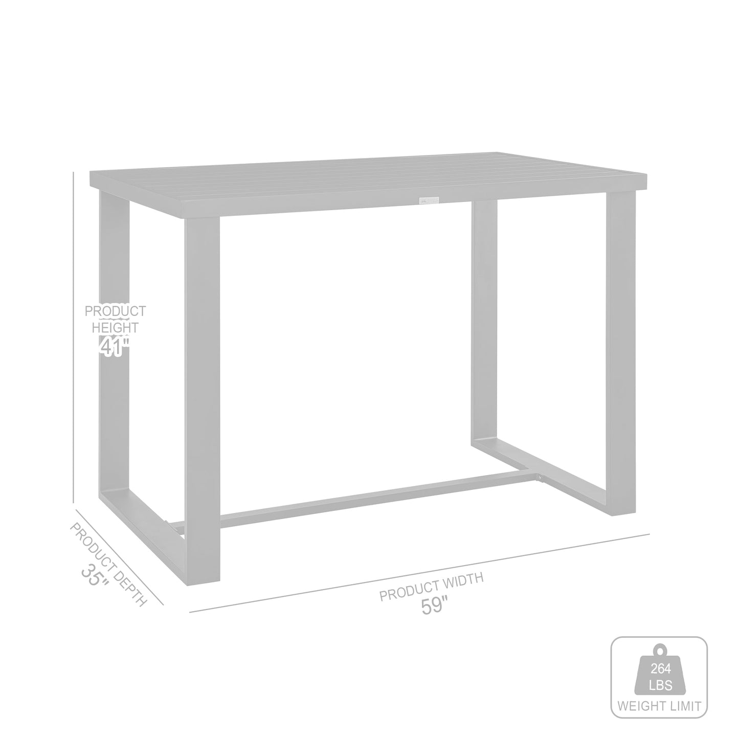 Felicia Outdoor Patio Bar Height Dining Table in Aluminum