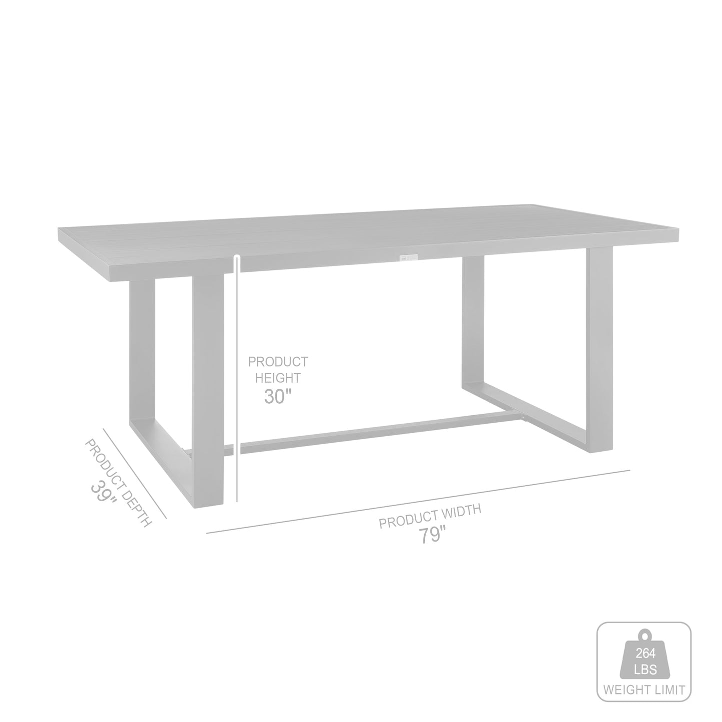 Felicia Outdoor Patio Dining Table in Aluminum