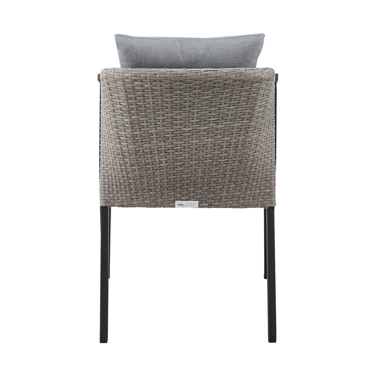 Aileen Outdoor Patio Dining Chairs in Aluminum and Wicker with Gray Cushions - Set of 2