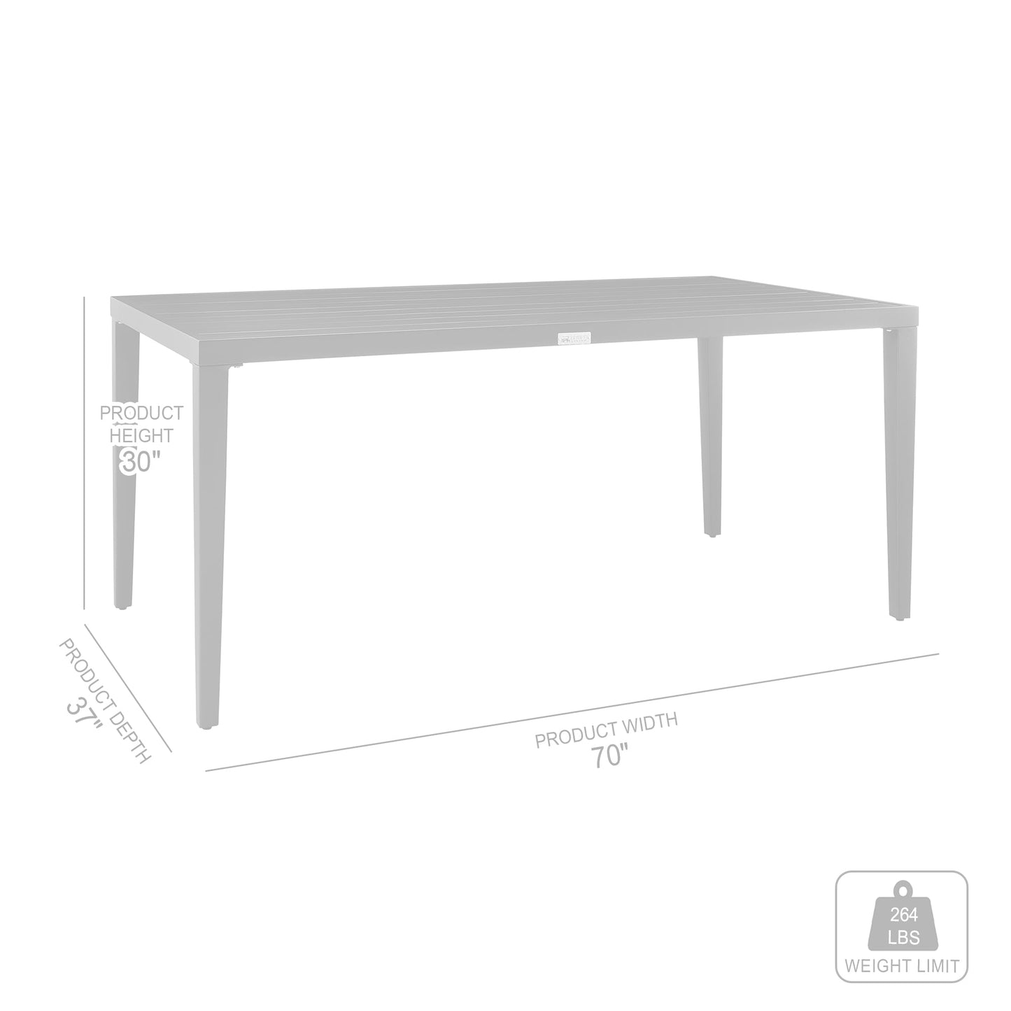 Aileen Outdoor Patio Dining Table in Aluminum