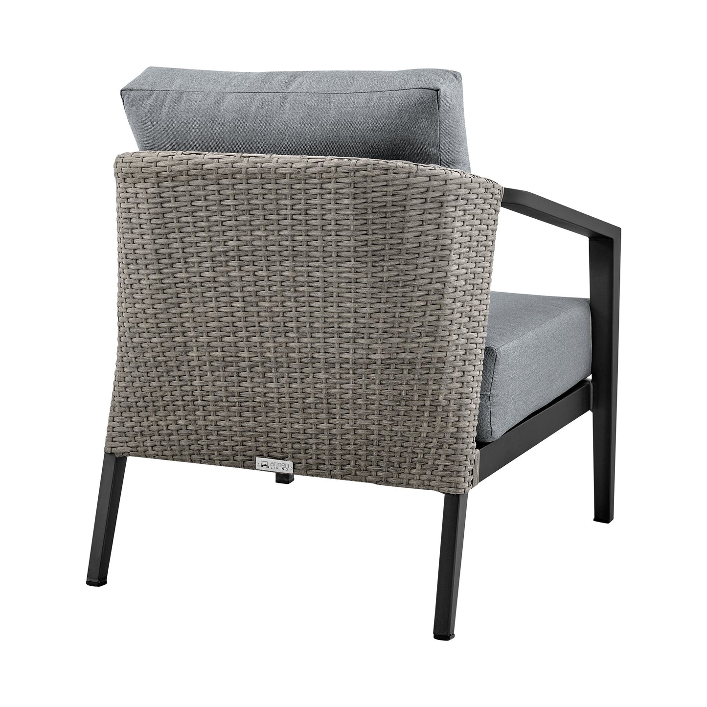 Aileen Outdoor Patio 4-Piece Lounge Set in Aluminum and Wicker with Gray Cushions