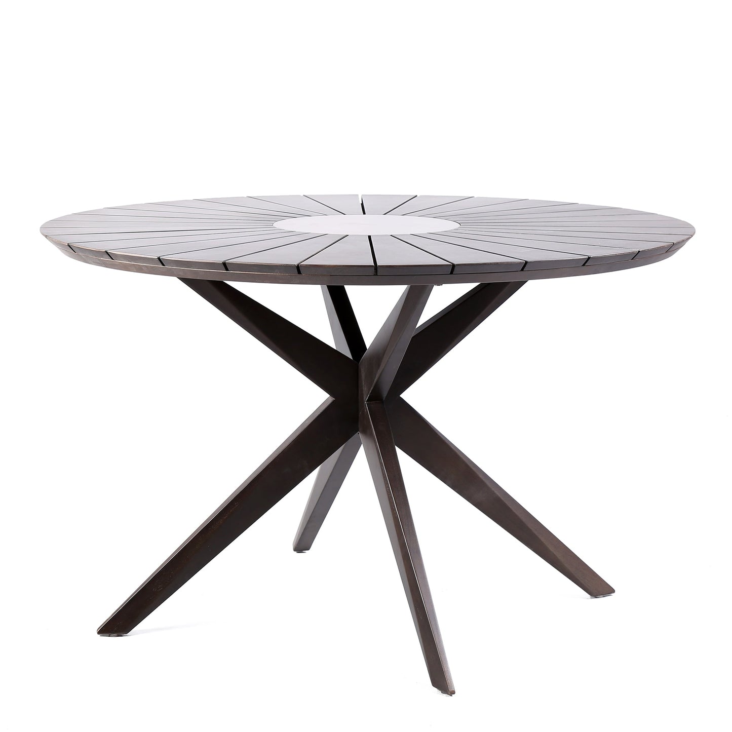 Sachi and Island Outdoor 5 Piece Dark Eucalyptus and Concrete Dining Set