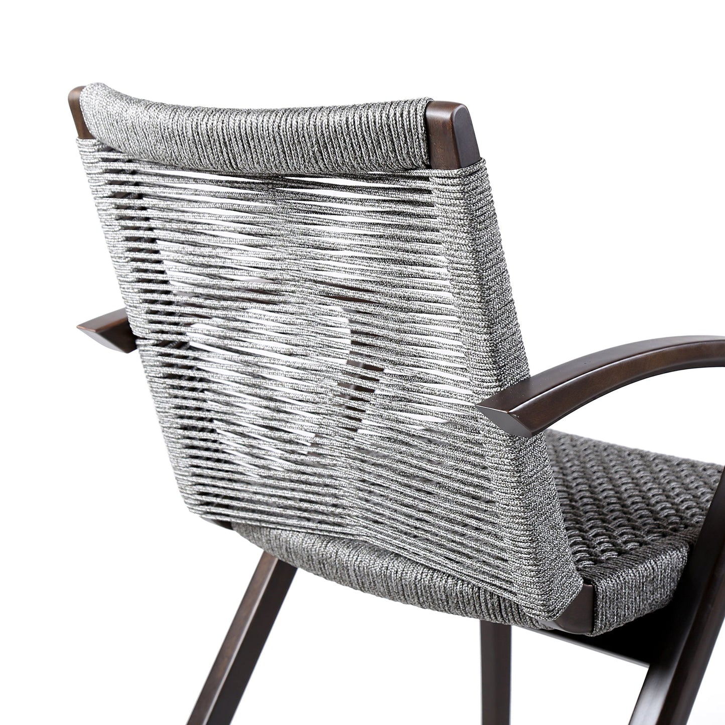 Nabila Outdoor Dark Eucalyptus Wood and Gray Rope Dining Chairs - Set of 2