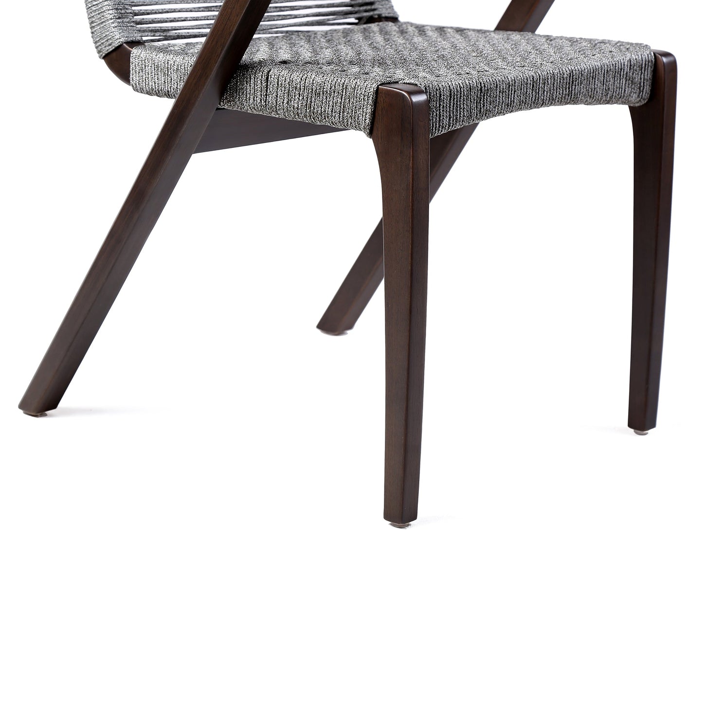 Nabila Outdoor Dark Eucalyptus Wood and Gray Rope Dining Chairs - Set of 2