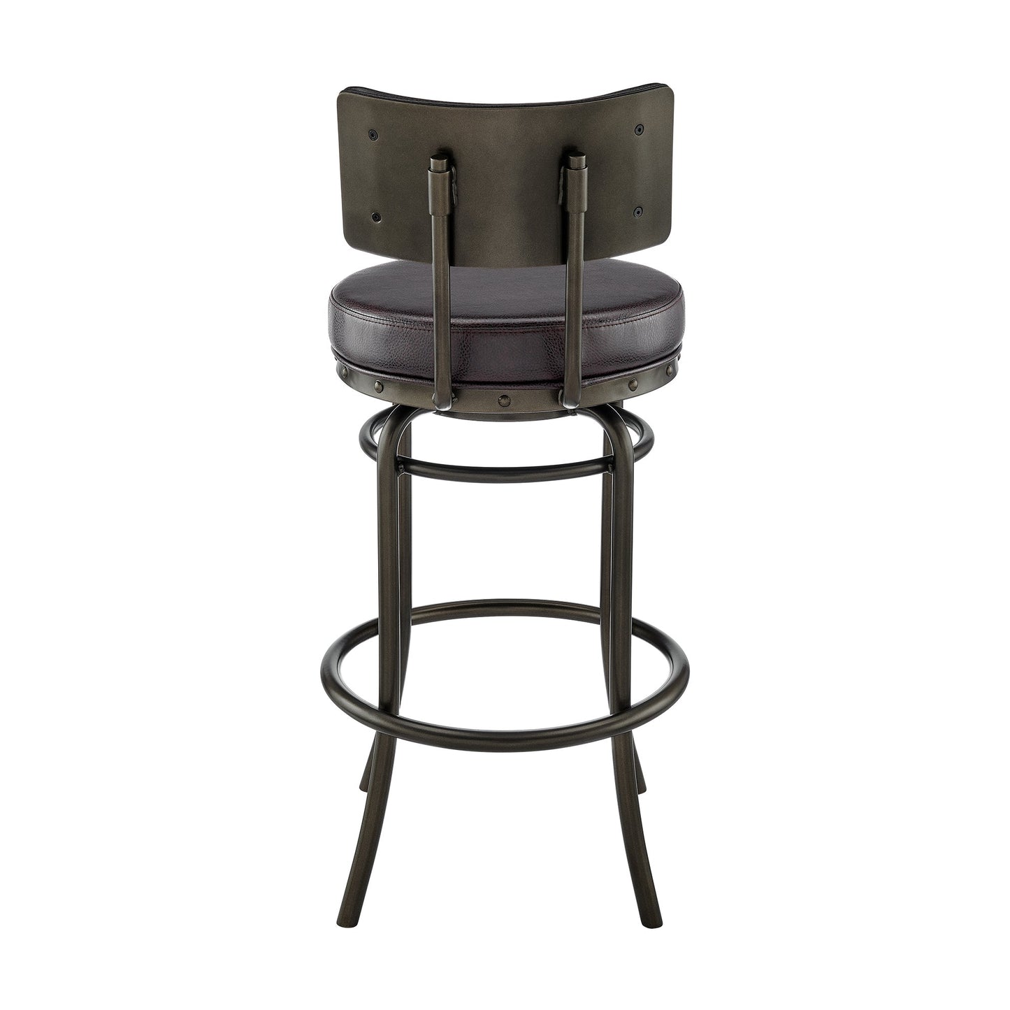 Rees Swivel Counter or Bar Stool in Mocha Finish with Brown Faux Leather