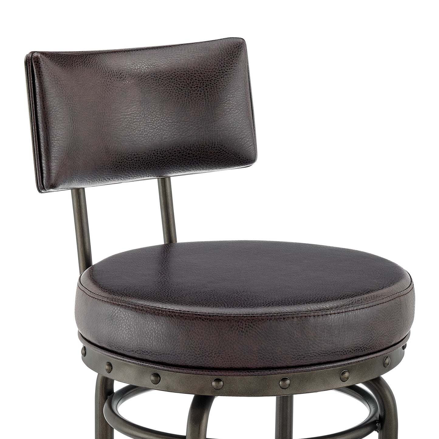 Rees Swivel Counter or Bar Stool in Mocha Finish with Brown Faux Leather