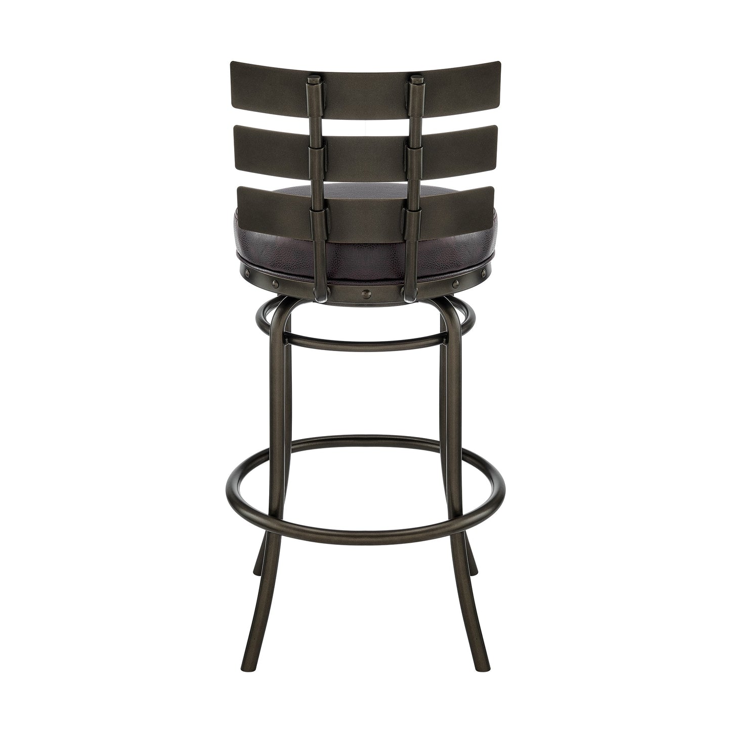 Natya Swivel Counter or Bar Stool in Mocha Finish with Brown Faux Leather