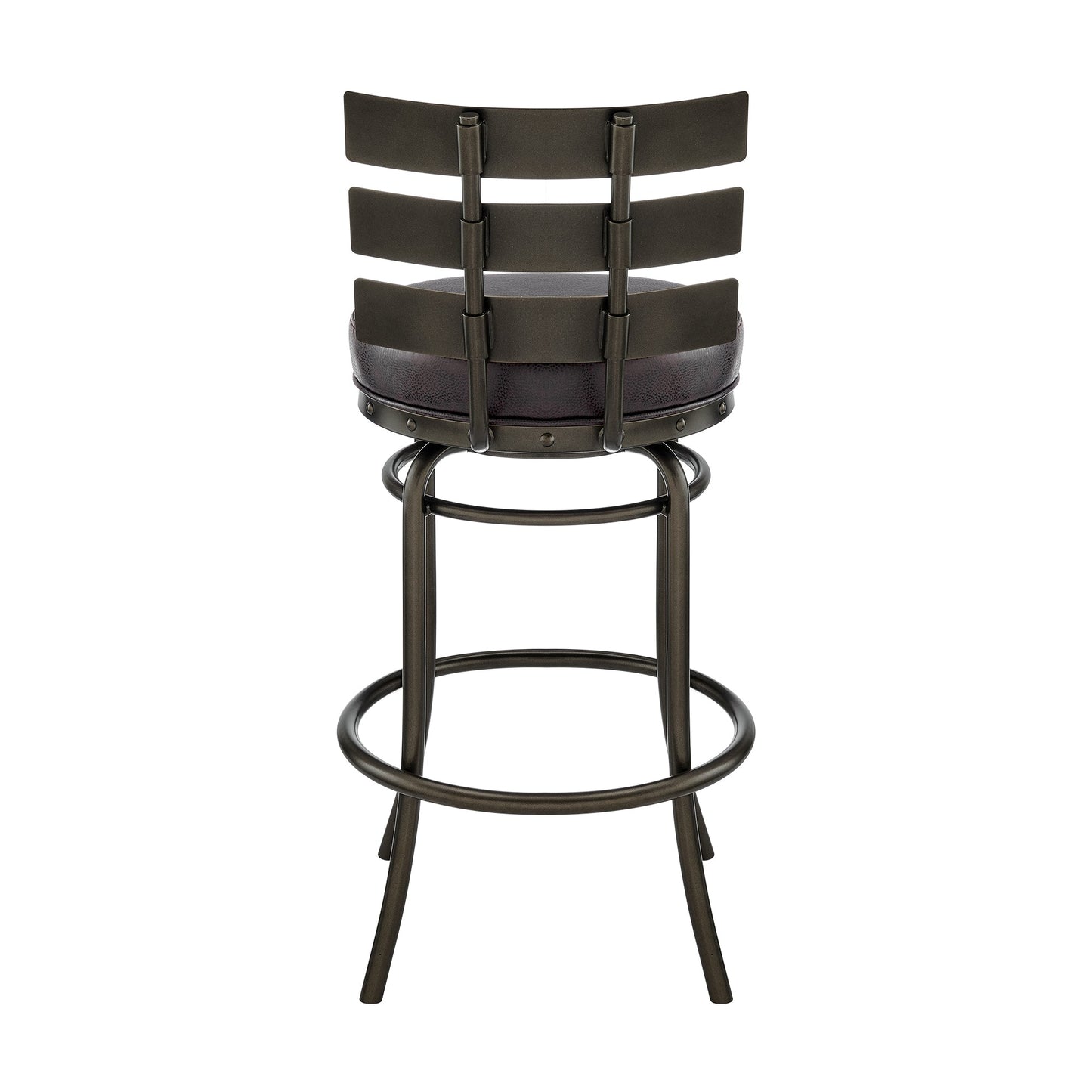 Natya Swivel Counter or Bar Stool in Mocha Finish with Brown Faux Leather