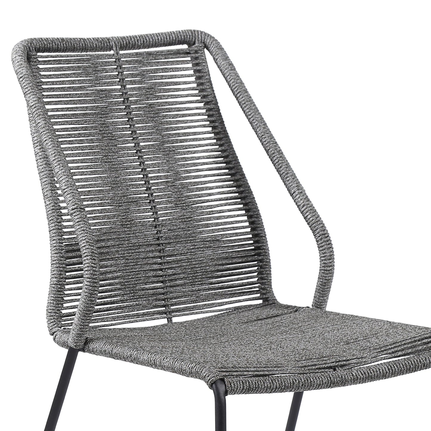 Sydney and Clip 3 Piece Outdoor Patio 36" Dining Set in Black Eucalyptus Wood and Gray Rope